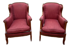 Antique Wingback Chairs in Mahogany, 1900
