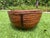 Contemporary Vintage 17.5” Handmade Primitive Pencil Rattan Basket With Leather Rim For Sale - Image 3 of 12