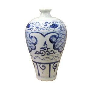 Chinese Blue White Round Porcelain Graphic Meiping Plum Vase
