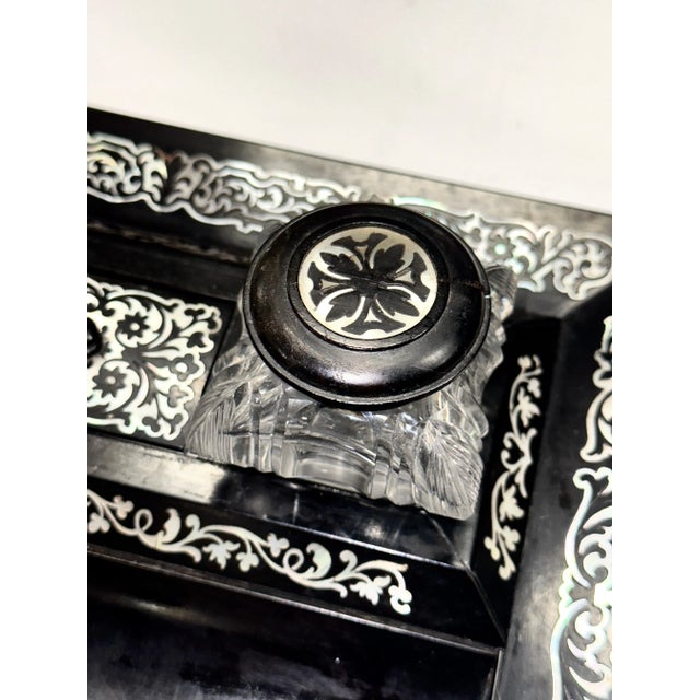 Victorian Mother of Pearl Inlaid Inkwell For Sale - Image 10 of 12