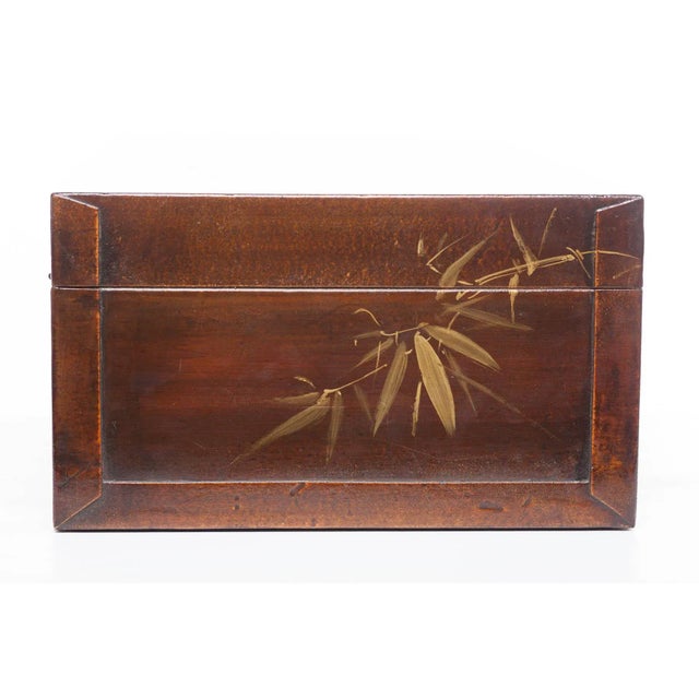 Brown Lawrence & Scott Hand-Painted Mahogany Brown "Three Friends" Wide Leather Box For Sale - Image 8 of 10