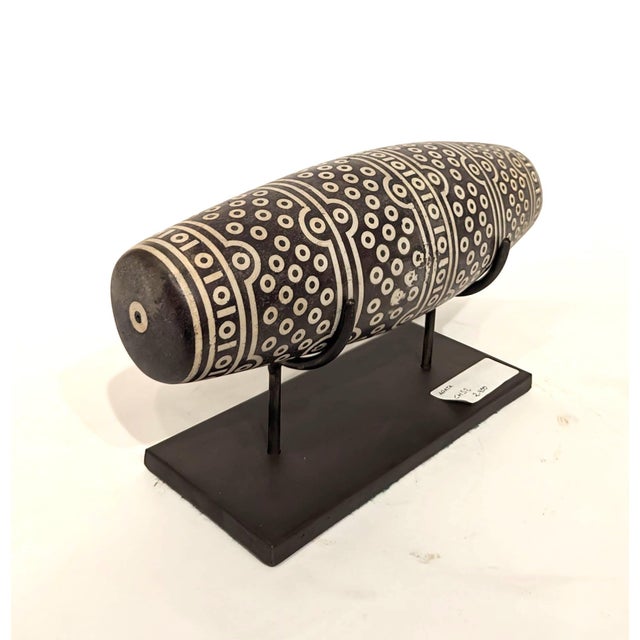 Tibetan Dzi Bead "Thousand Eye" Sculpture With Stand For Sale In Miami - Image 6 of 7