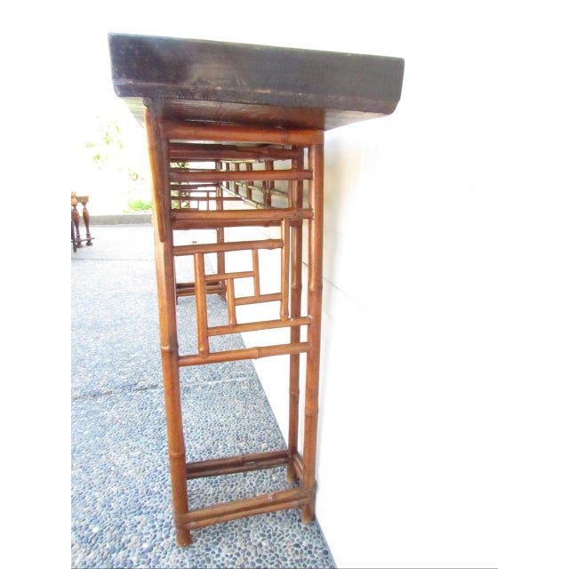Wood Chinese Bamboo Altar or Console Table For Sale - Image 7 of 18