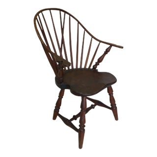 Late 18th Century Brace Back Windsor Arm Chair For Sale