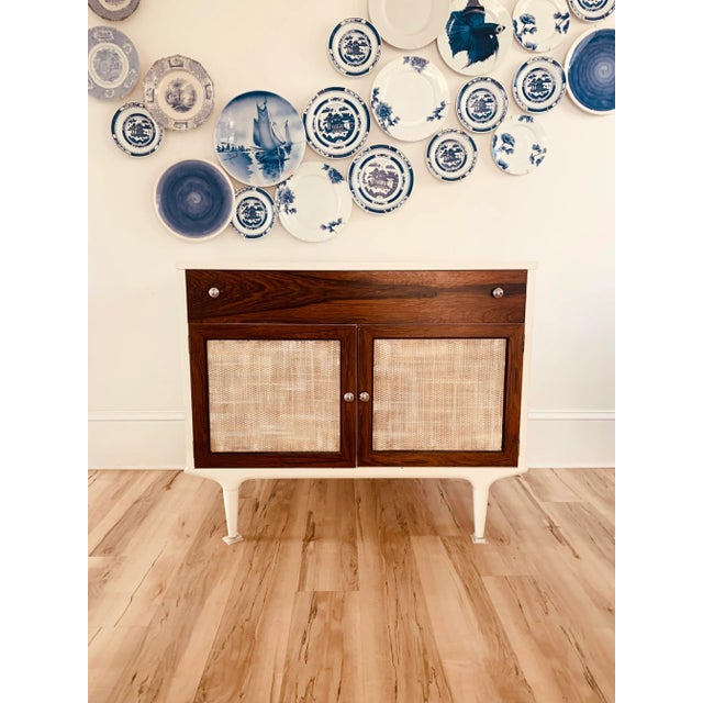 An amazing pair of matching Mid Century Modern Credenzas and or night stands by Lane. Rosewood drawers and Rosewood framed...
