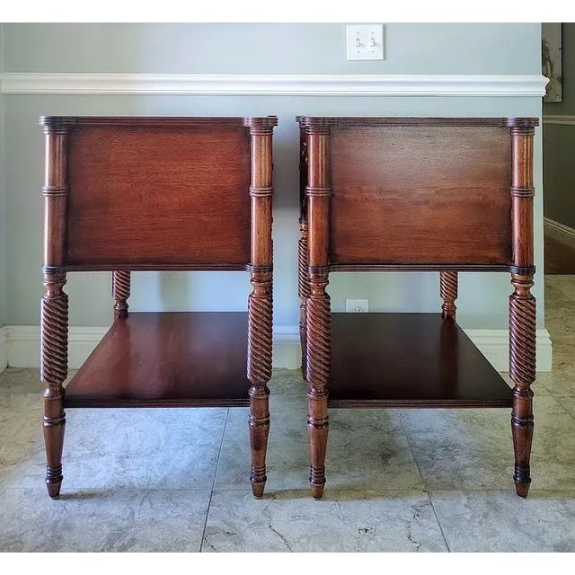 Set of Two Drawer Mahogany Nightstands by Ethan Allen For Sale - Image 12 of 17