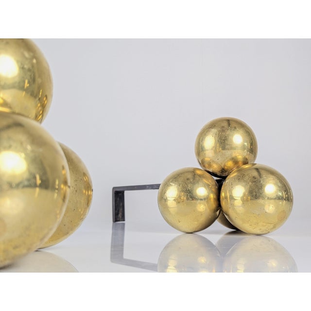 Metal Bronze and Wrought Iron Andirons by Jacques Adnet, 1930s, Set of 2 For Sale - Image 7 of 10