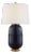 Christopher Spitzmiller by Visual Comfort Signature Newcomb Medium Table Lamp in Mixed Blue Brown with Linen Shade For Sale
