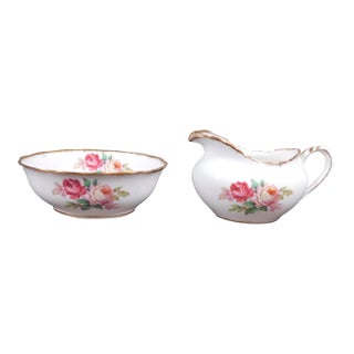 1940s Royal Albert Bone China Sugar Bowl and Creamer Set- 2 Pieces For Sale