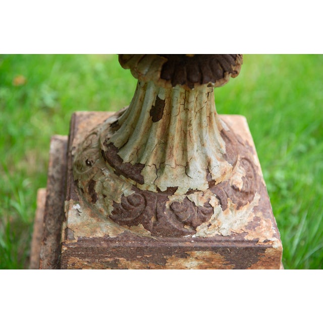 19th Century Cast Iron Urn Planter on Plinth, Late Victorian Style For Sale - Image 4 of 13