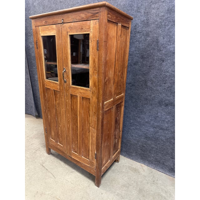 Rustic Solid Wood Glass Front Cabinet For Sale - Image 4 of 7