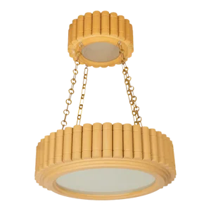 Two-Tier Round Giltwood Pendant by Carlos Villegas