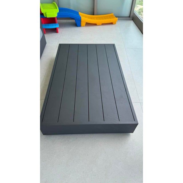 Contemporary Rh Outdoor Aluminum Sofa + Rectangular Coffee Table, Slate For Sale - Image 3 of 9