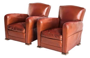 Set of Vintage Club Chairs in Wood and Skay, 1950s