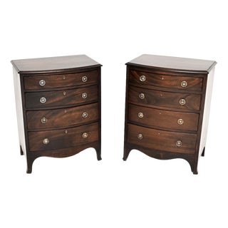 Antique Bow Fronted Chest of Drawers, 1900, Set of 2 For Sale