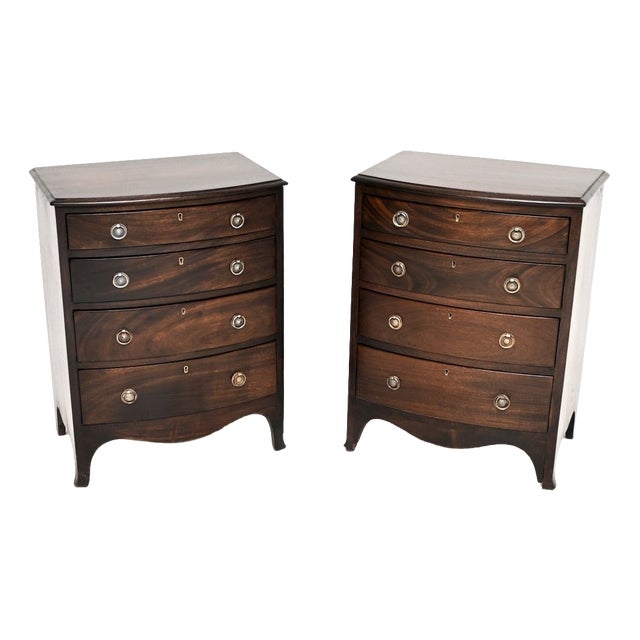 Antique Bow Fronted Chest of Drawers, 1900, Set of 2 For Sale