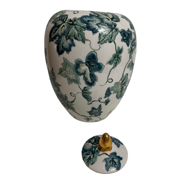 1980s Vintage Ivy and Vine Lidded Ginger Jar For Sale - Image 5 of 11