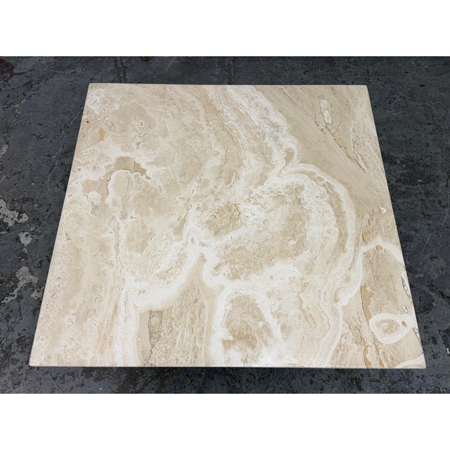1980s Travertine Reverse Bevel Coffee Table, Vintage For Sale - Image 5 of 12