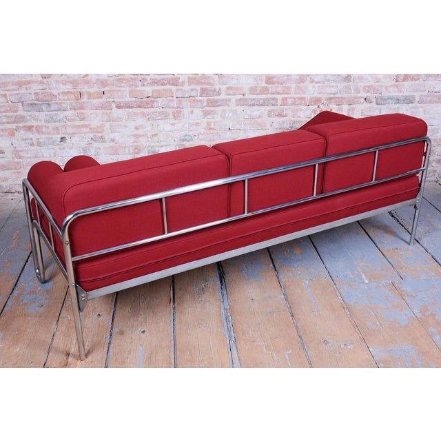 Bauhaus Sofa in Chrome and Upholstery by Hynek Gottwald, Czech, 1930s For Sale - Image 17 of 18