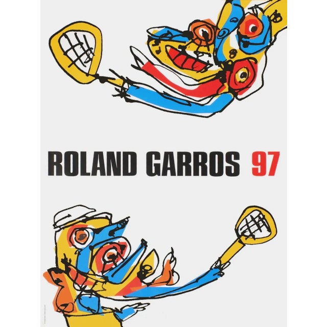 1997 Official ROLAND-GARROS Poster by ANTONIO SAURA original poster on coated paper signed in the plate 29.5 x 22.4 in in...