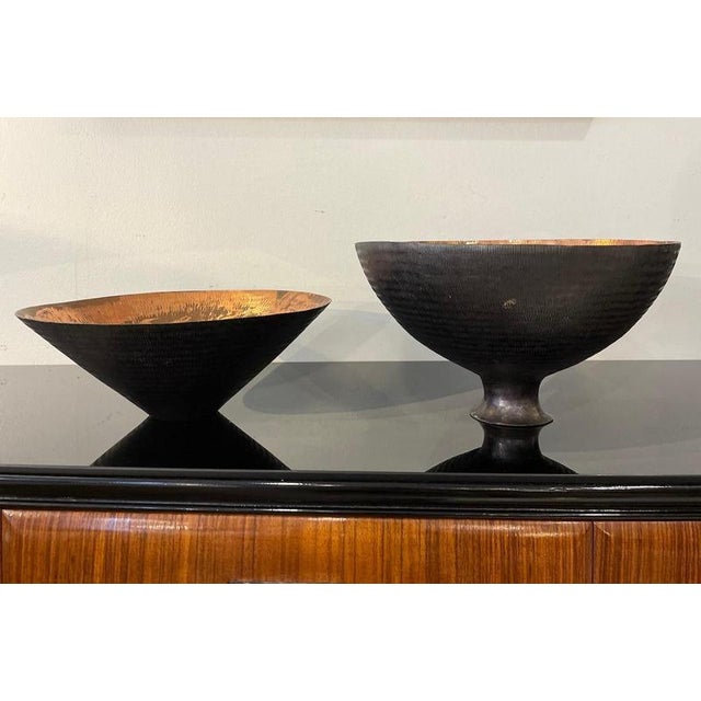 Vintage Italian Copper Cache-Pot Vases, 1950s, Set of 2 For Sale - Image 4 of 11