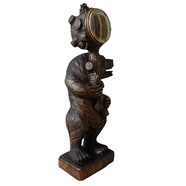Large Black Forest Bear Clock, 1955 For Sale - Image 10 of 15