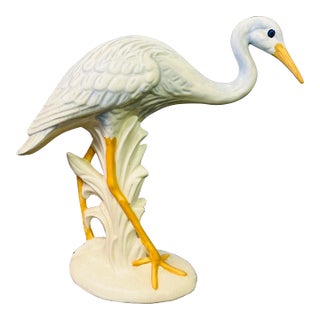 Vintage Coastal Ceramic Egret For Sale