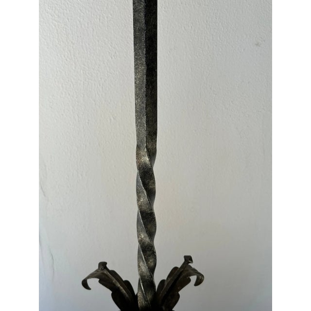 Spanish Silvered Iron Floor Lamp With Twisted Stem and Tripod Base, 1950s For Sale - Image 9 of 12