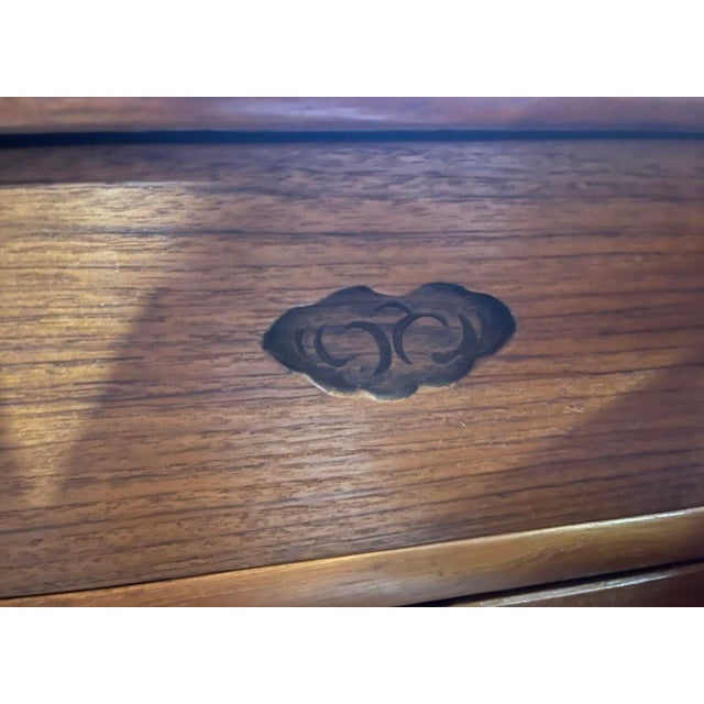 1960s Vintage Asian Carved Wood Cabinet With Scenic Relief Panels & Interior Drawers For Sale - Image 5 of 6