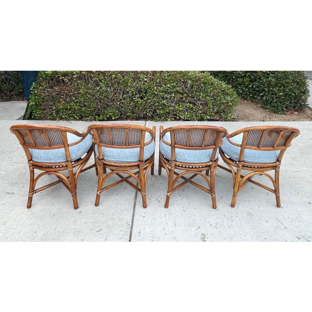 4 Authentic McGuire Vintage Rattan Cane Back Armchairs, Coastal Style For Sale In San Diego - Image 6 of 14