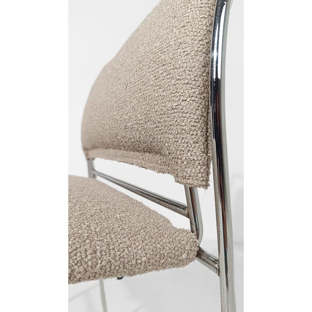 Stackable Chrome Chairs with Ecru Bouclé Seats by Kazhide Takahama for Simon Gavina, 1970s, Set of 8 For Sale - Image 9 of 18