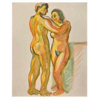 Jean Delpech, Nude, Original Watercolour, Mid-20th Century For Sale