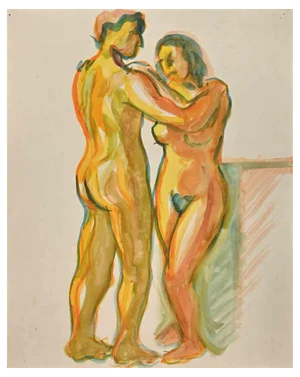 Jean Delpech, Nude, Original Watercolour, Mid-20th Century