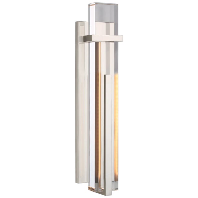 Ian K. Fowler for Visual Comfort Signature Malik Large Sconce in Polished Nickel with Crystal For Sale