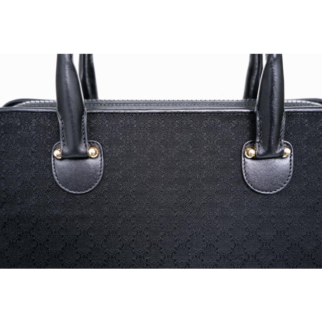 Celine Black Leather Macadam Triomphe Top Handle Bag, C. 2002 For Sale - Image 12 of 14