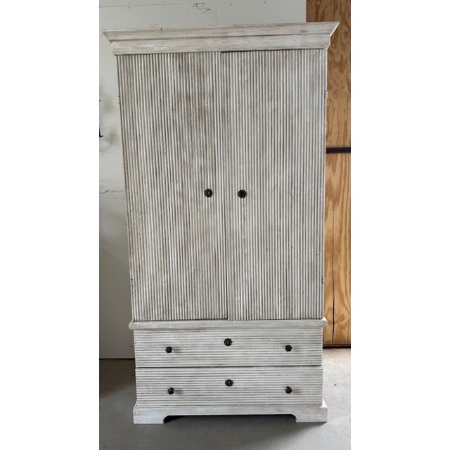 Late 20th Century Late 20th Century Pair of Fluted Wood Gustavian Cabinets For Sale - Image 5 of 13