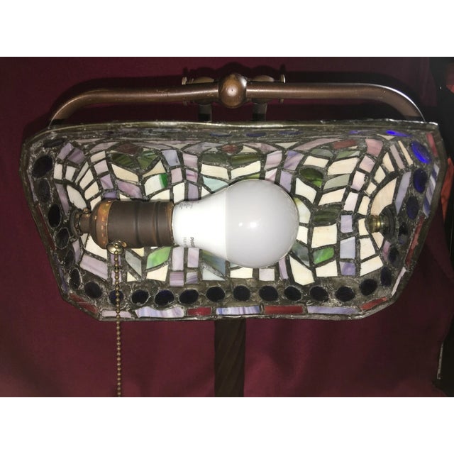 Vintage Mid-Century Modern Tyffany Style Bankers Desk Lamp For Sale In Houston - Image 6 of 8