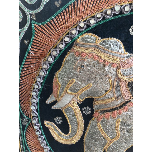 Boho Chic 1960s Burmese Elephant Kalaga Tapestry-Framed For Sale - Image 3 of 8