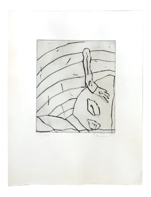1989 "Abstract Composition" Minimalist Hand Signed Etching