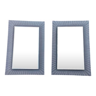 1980s Large Fluted Murano Style Glass Mirrors - A Pair For Sale