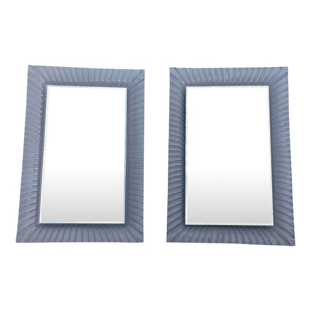 1980s Large Fluted Murano Style Glass Mirrors - A Pair For Sale