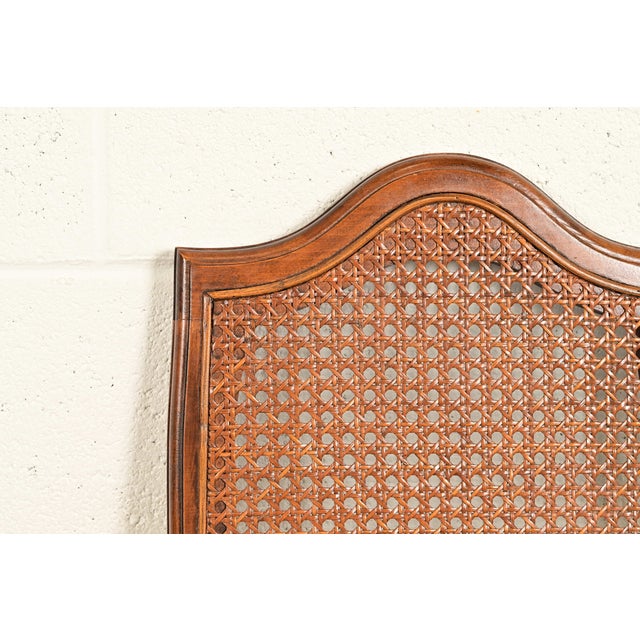 Baker Furniture Style French Provincial Louis XV Carved Walnut and Cane Back Armchairs, Pair For Sale In South Bend - Image 6 of 14
