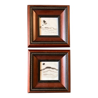 Contemporary Two Original Abstract Ink Paintings Set of Two For Sale