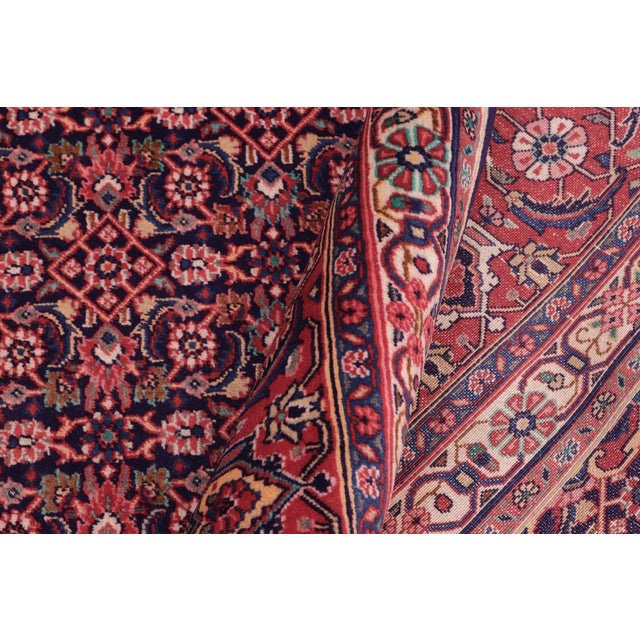 Textile Shabby Chic Persian Tabriz Blue/Red Wool Rug - 10'0'' X 12'6'' For Sale - Image 7 of 10