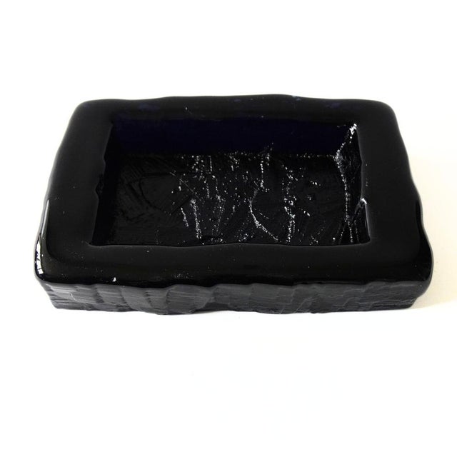 Vintage Handmade Blue Flat Glass Bowl from Ruda Glassworks, 1970s For Sale - Image 5 of 5