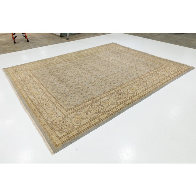Modern Tabriz Designed Wool Rug Handmade in Pale Blue For Sale - Image 4 of 11