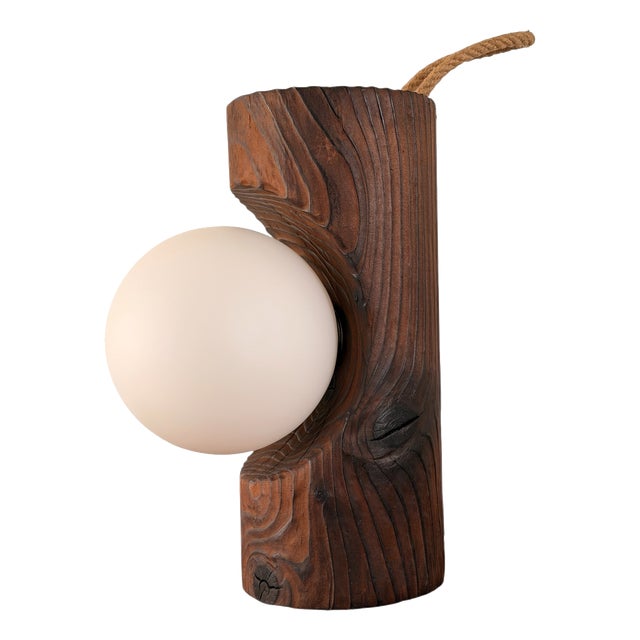 Brutalist Model 16 Wall Lamp in Pine and Opal Glass from Temde Leuchten, 1970s For Sale