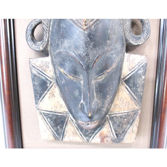 Early 20th Century African Craved Tribal Punu Gabon Styled Mounted Mask For Sale - Image 5 of 13