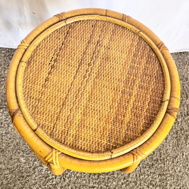 Boho Chic Circular Drum Stool/Side Table For Sale - Image 4 of 5