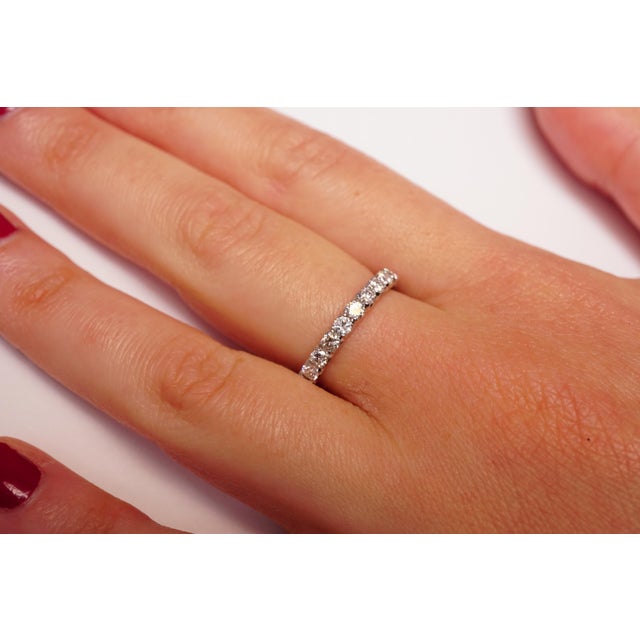 1.50 Carat Brilliant Round Diamond French Cut Eternity Band, Size 5.25 For Sale - Image 4 of 4